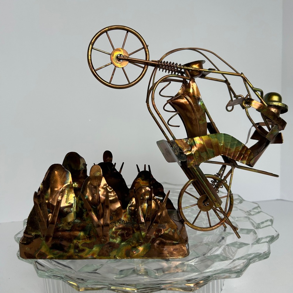 Vintage HTC King of the Road Copper Art Music Box Sculpture Figurine